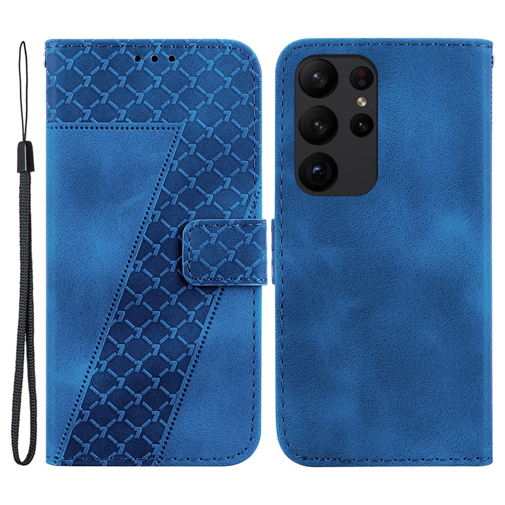 Galaxy S23 Ultra Leder-Wallet-Hülle – Mit Prägung & Ständer