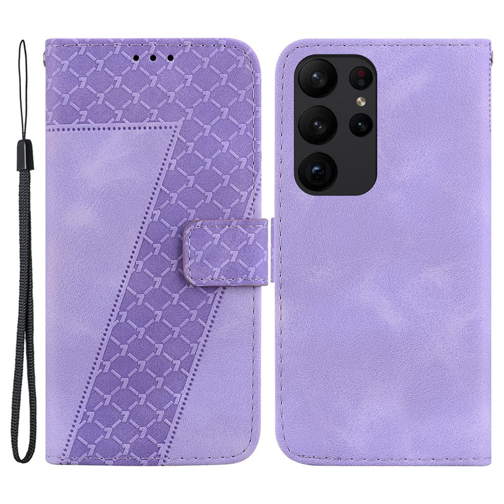 Galaxy S23 Ultra Leder-Wallet-Hülle – Mit Prägung & Ständer