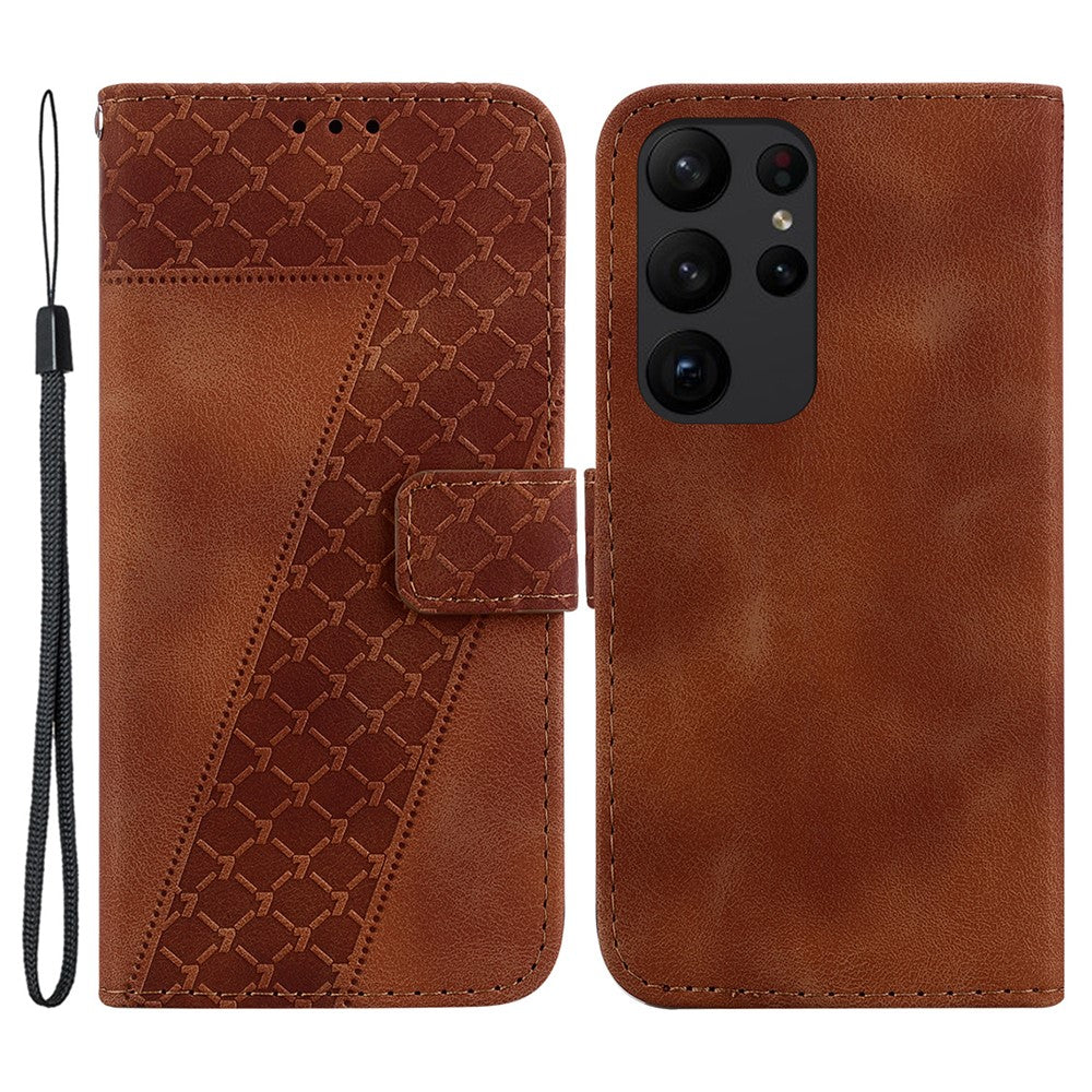 Galaxy S23 Ultra Leder-Wallet-Hülle – Mit Prägung & Ständer