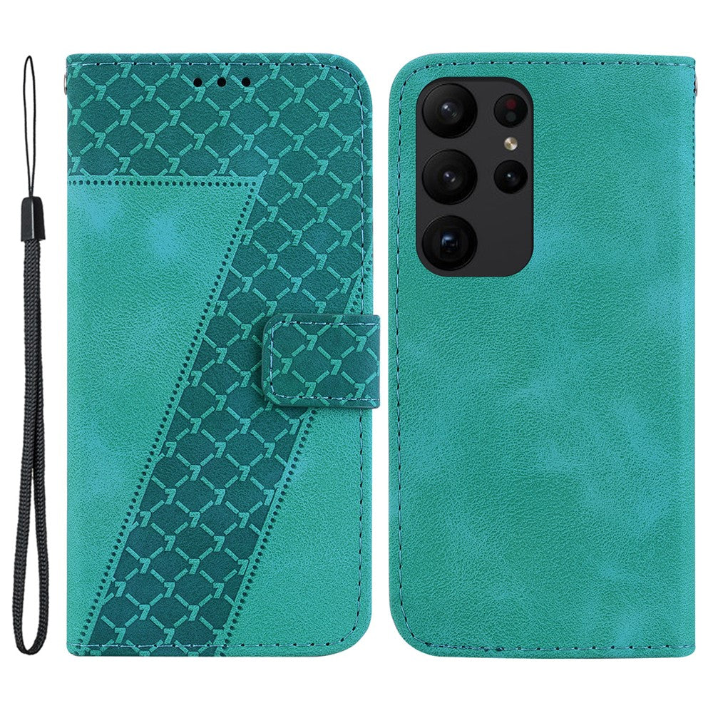 Galaxy S23 Ultra Leder-Wallet-Hülle – Mit Prägung & Ständer