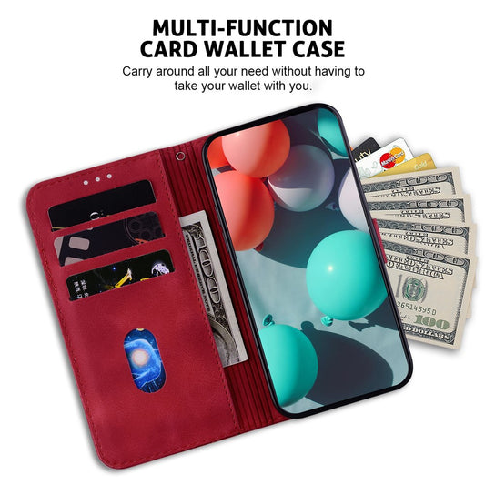 Galaxy A73 5G Leder-Wallet-Hülle – Mit Prägung & Ständer