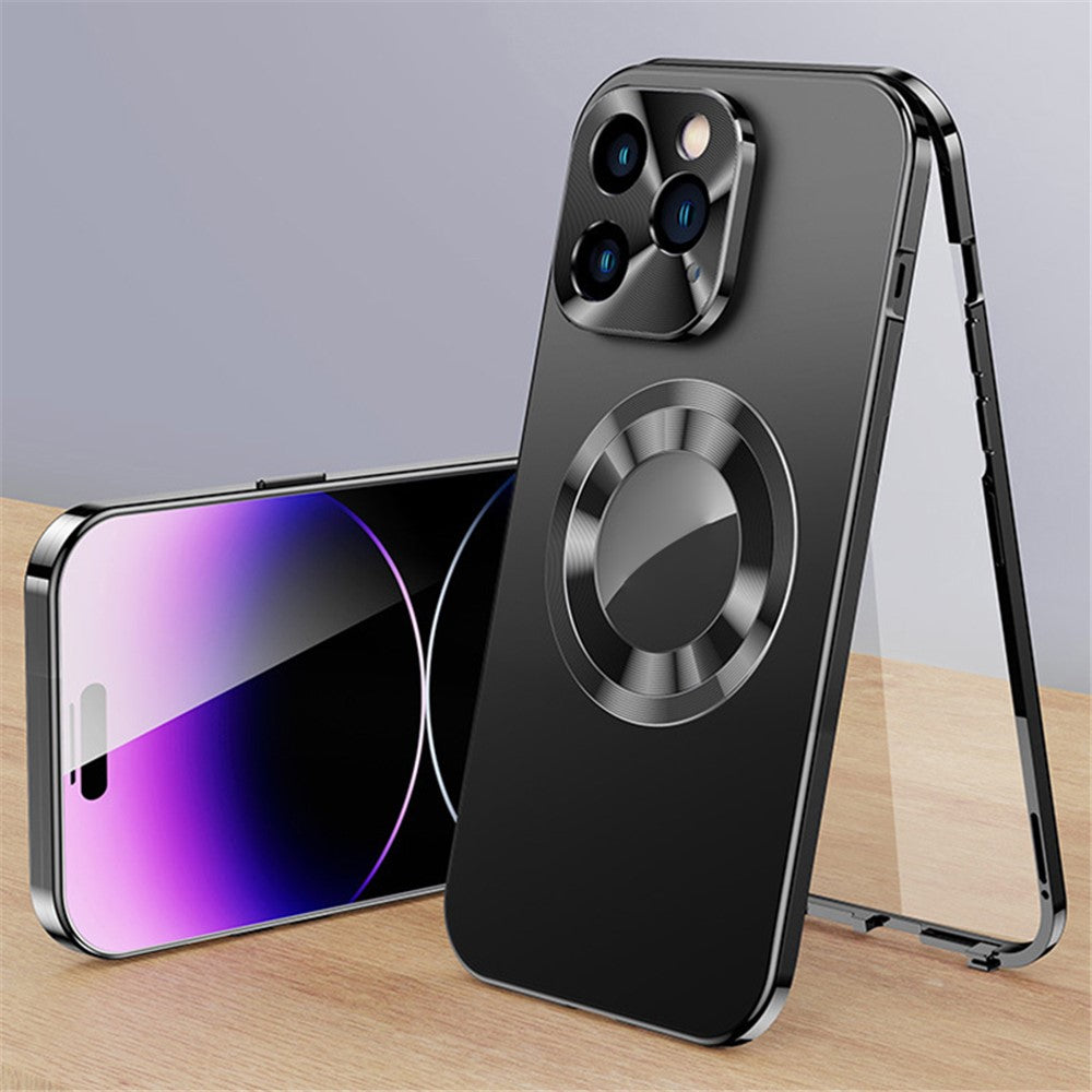 iPhone 14 Pro Max Magnet-Hülle – Transparent – Aluminium & Glas