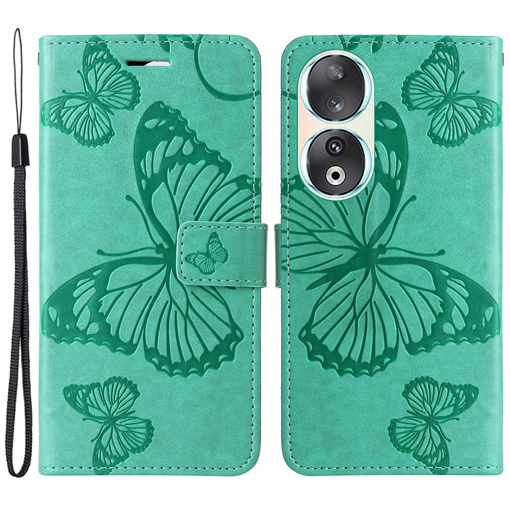 For Honor 90 Wallet Case Floral Butterfly Imprinted Leather Phone Cover Stand