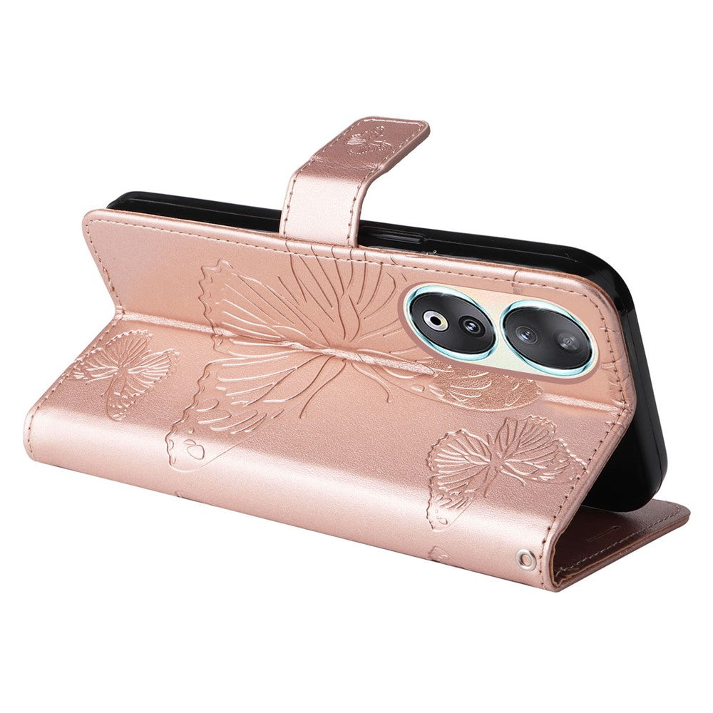 For Honor 90 Wallet Case Floral Butterfly Imprinted Leather Phone Cover Stand