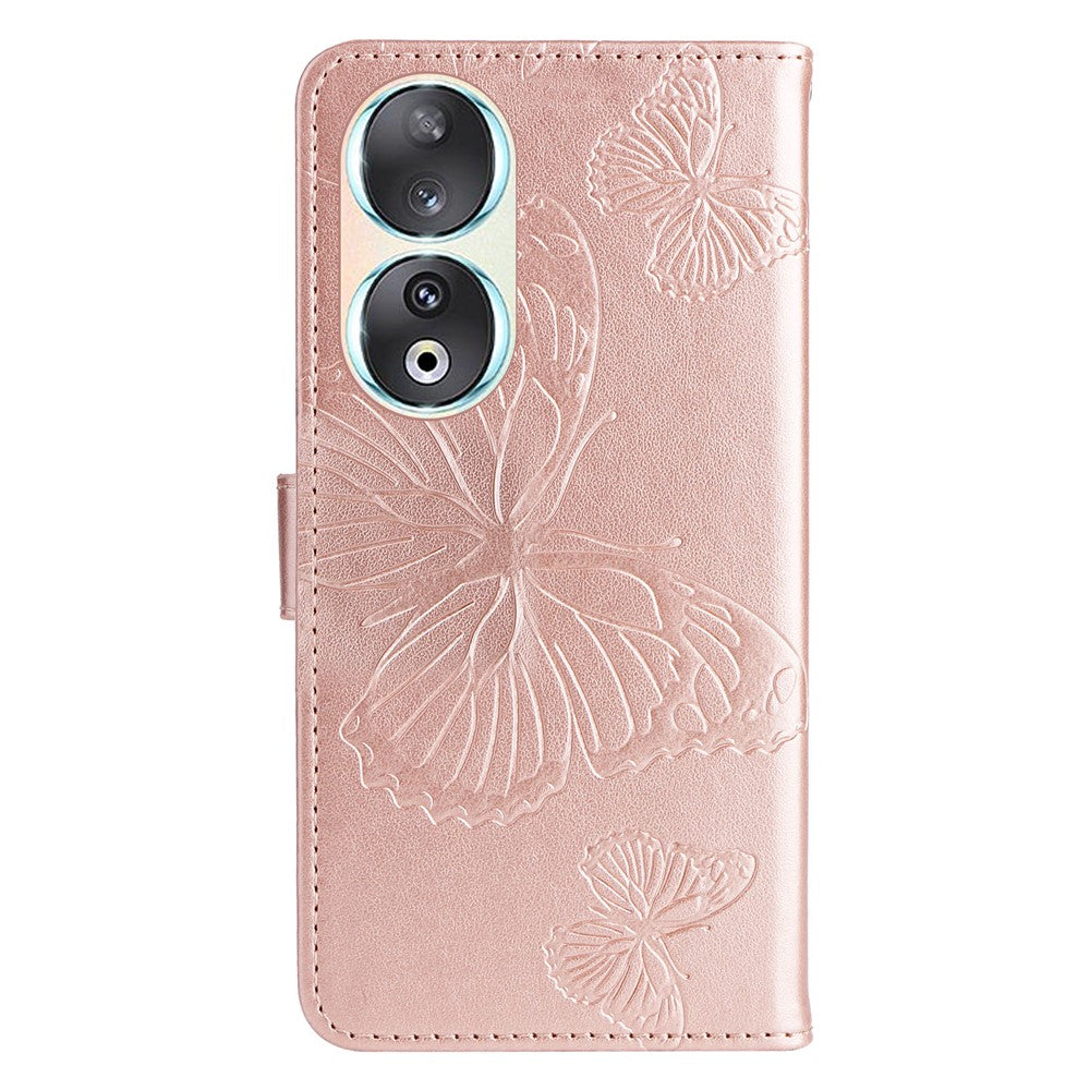 For Honor 90 Wallet Case Floral Butterfly Imprinted Leather Phone Cover Stand