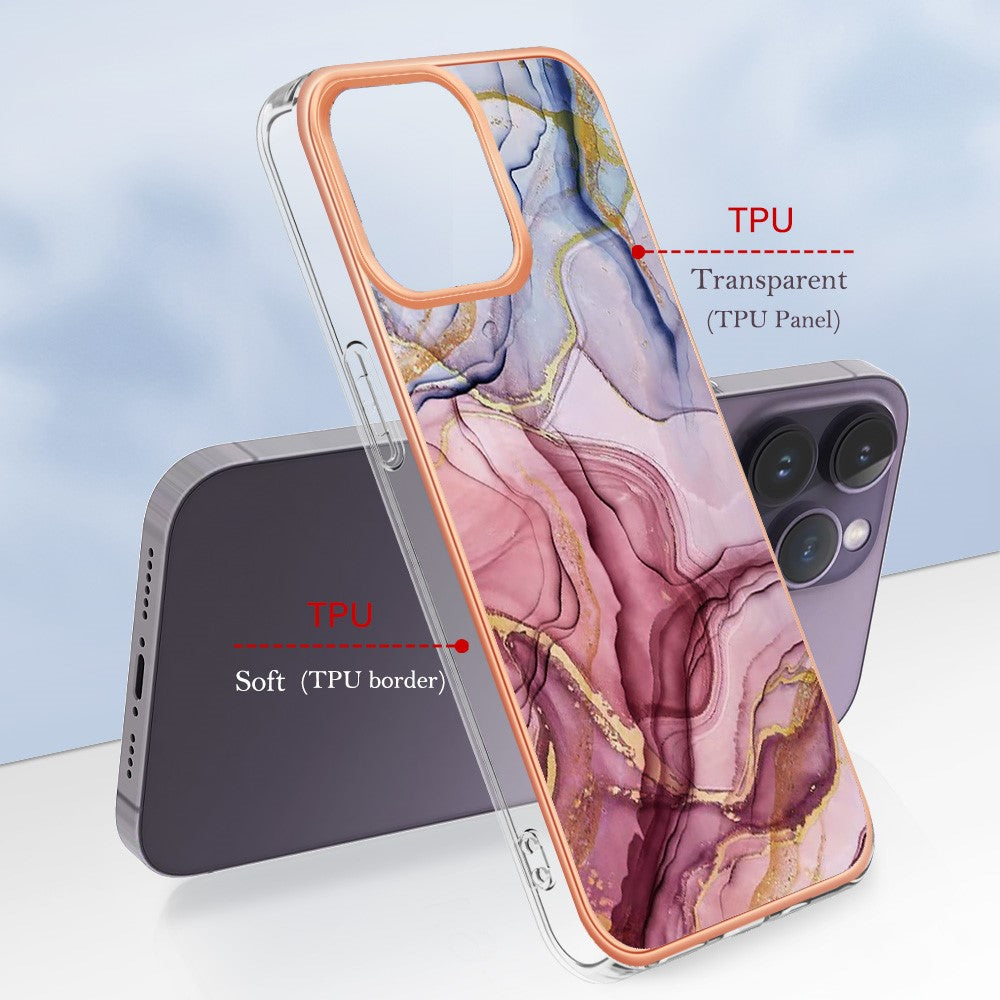 iPhone 15 Pro Schutzhülle – Mit Marmormuster 2,0 mm Galvanik-Rückseite