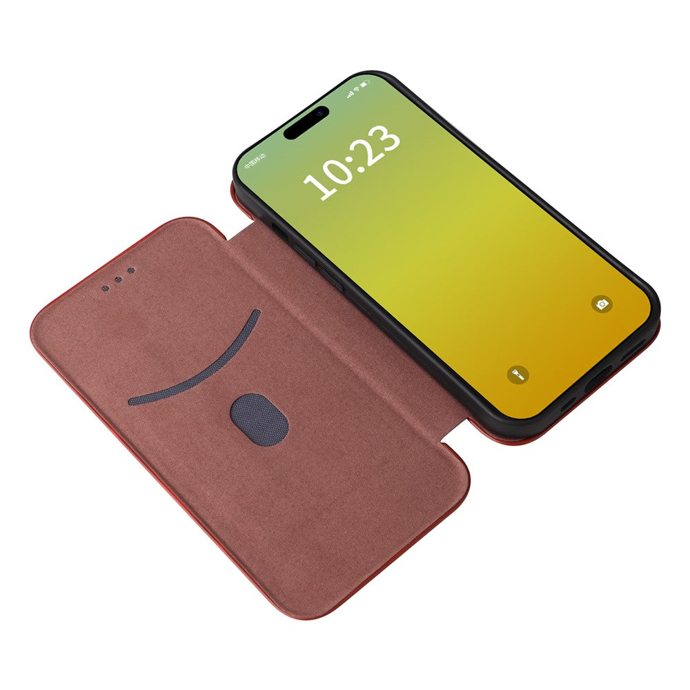 Card Holder Phone Stand Case for iPhone 15 Plus , Carbon Fiber Texture PU Leather Cover