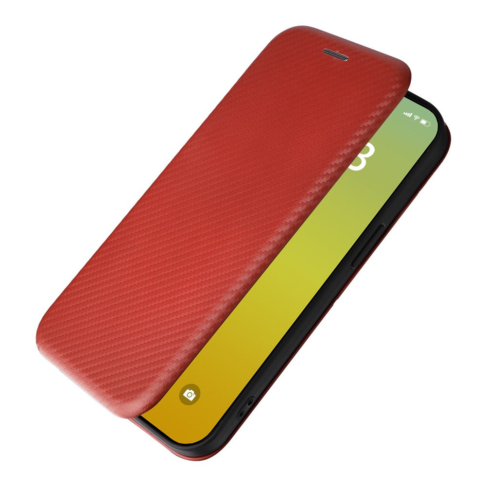 Card Holder Phone Stand Case for iPhone 15 Plus , Carbon Fiber Texture PU Leather Cover