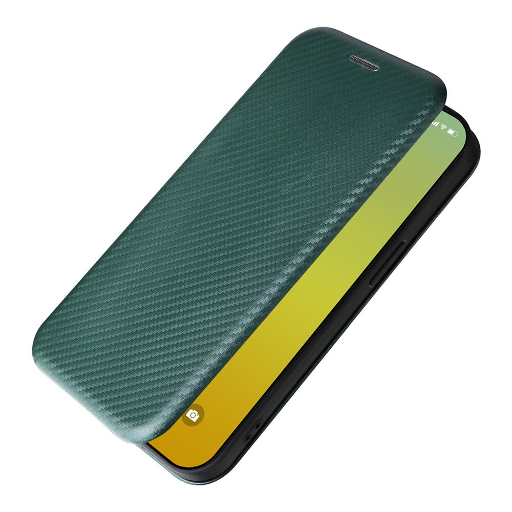 Card Holder Leather Phone Case for iPhone 15 , Carbon Fiber Texture Stand Phone Cover
