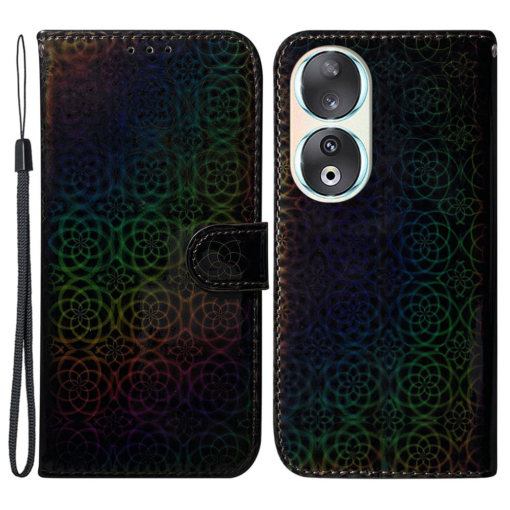 Wallet PU Leather Case for Honor 90 , Dazzling Flower Pattern Stand Cell Phone Cover