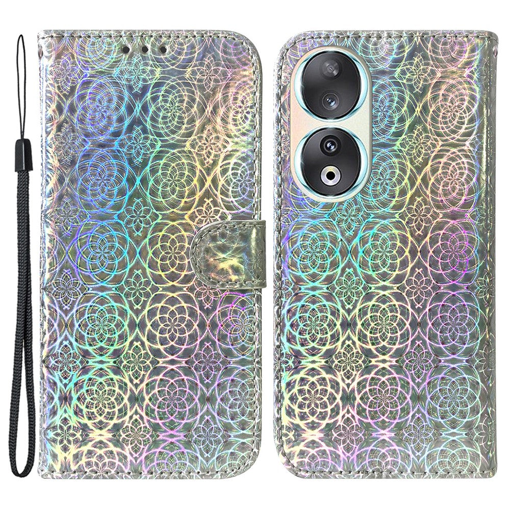 Wallet PU Leather Case for Honor 90 , Dazzling Flower Pattern Stand Cell Phone Cover