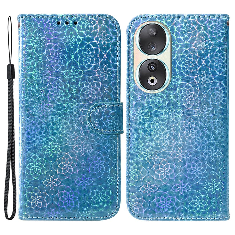 Wallet PU Leather Case for Honor 90 , Dazzling Flower Pattern Stand Cell Phone Cover