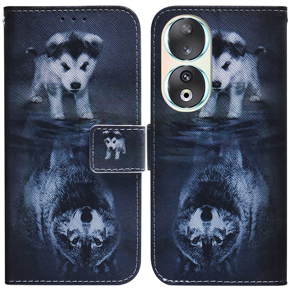 For Honor 90 Pattern Printing PU Leather Shockproof Phone Case Flip Stand Wallet Cover