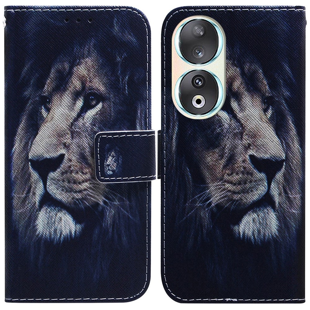 For Honor 90 Pattern Printing PU Leather Shockproof Phone Case Flip Stand Wallet Cover