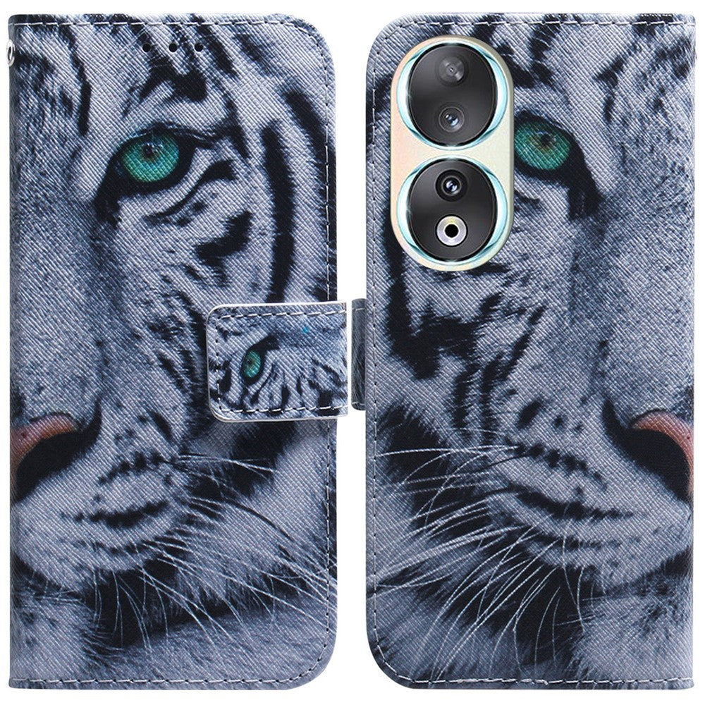 For Honor 90 Pattern Printing PU Leather Shockproof Phone Case Flip Stand Wallet Cover