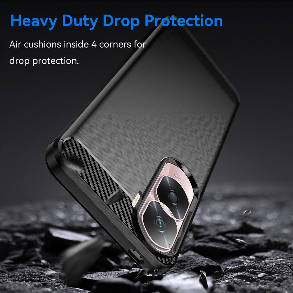 Flexible TPU Carbon Fiber Phone Case for Honor 90 Lite 5G / X50i 5G , Non-Slip Brushed Surface Back Cover