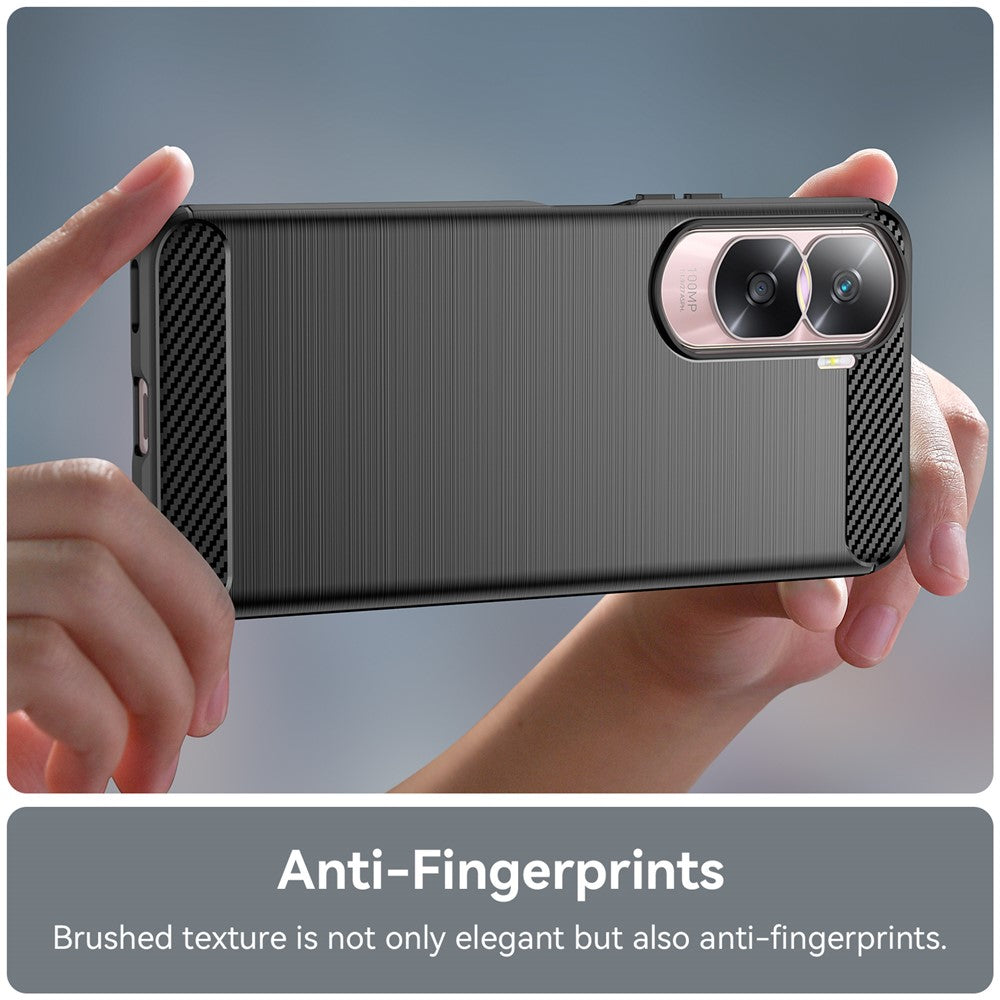 Flexible TPU Carbon Fiber Phone Case for Honor 90 Lite 5G / X50i 5G , Non-Slip Brushed Surface Back Cover