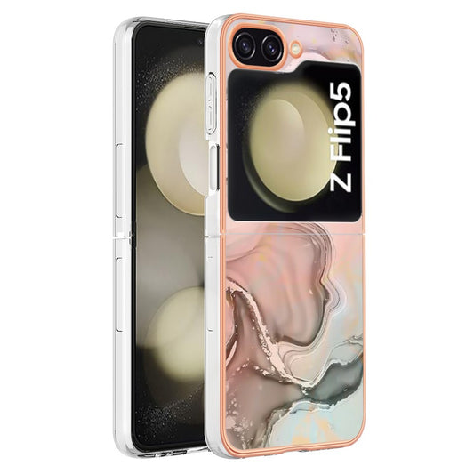 Galaxy Z Flip5 5G Schutzhülle – Mit Marmormuster 2,0 mm Galvanik-Rückseite