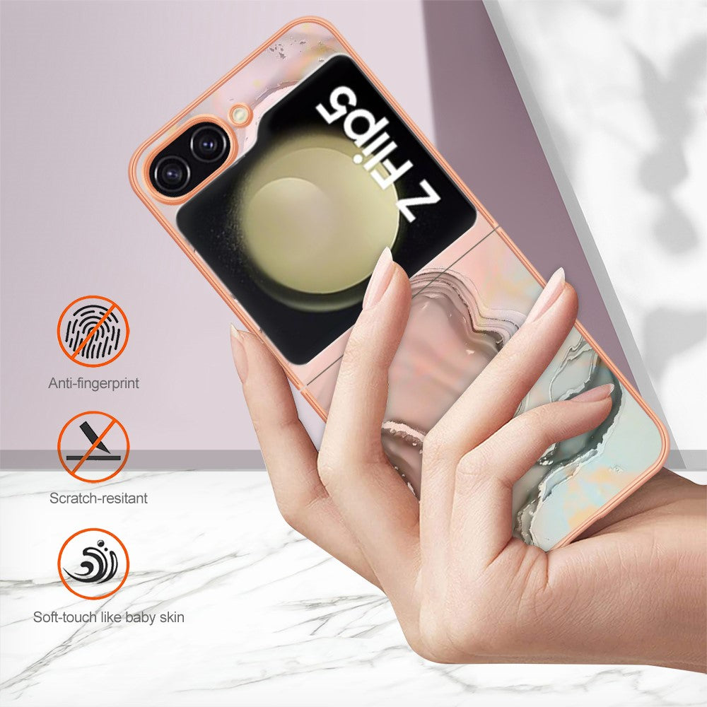 Galaxy Z Flip5 5G Schutzhülle – Mit Marmormuster 2,0 mm Galvanik-Rückseite