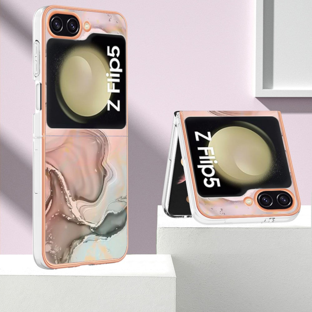 Galaxy Z Flip5 5G Schutzhülle – Mit Marmormuster 2,0 mm Galvanik-Rückseite