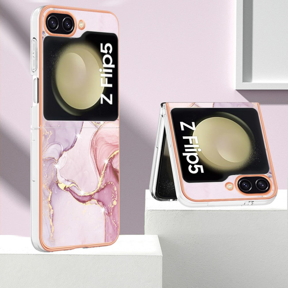 Galaxy Z Flip5 5G Schutzhülle – Mit Marmormuster 2,0 mm Galvanik-Rückseite