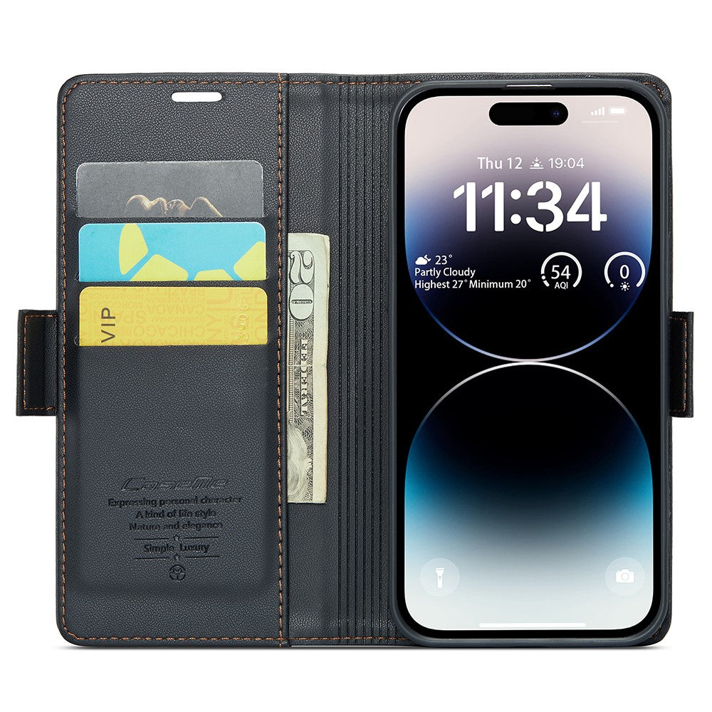 iPhone 15 Pro Glänzende Wallet-Hülle – RFID-Schutz & Ständer