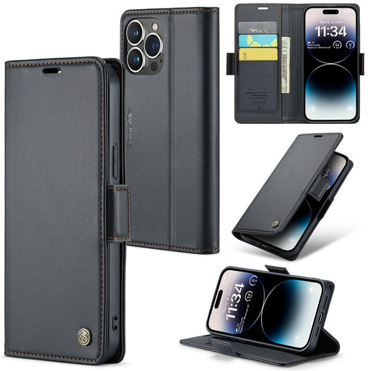iPhone 15 Pro Max Glänzende Wallet-Hülle – RFID-Schutz & Ständer