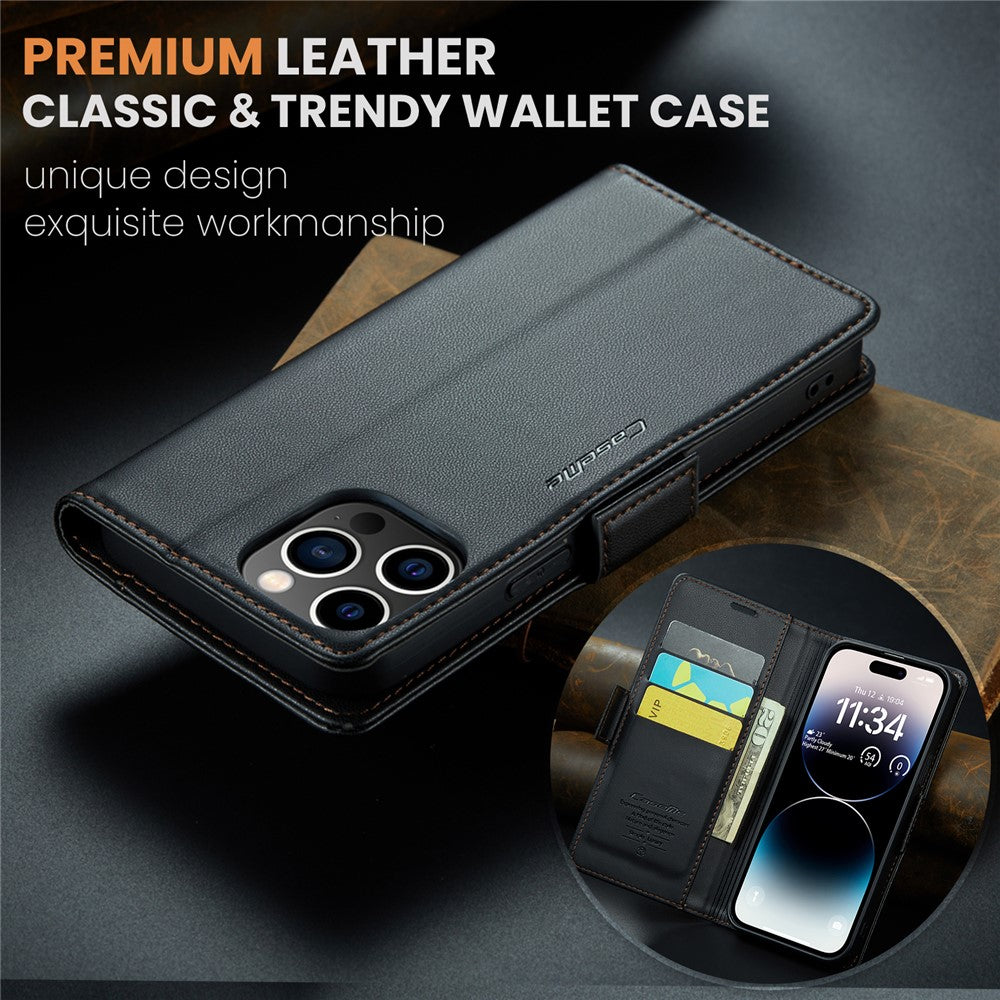 iPhone 15 Pro Max Glänzende Wallet-Hülle – RFID-Schutz & Ständer
