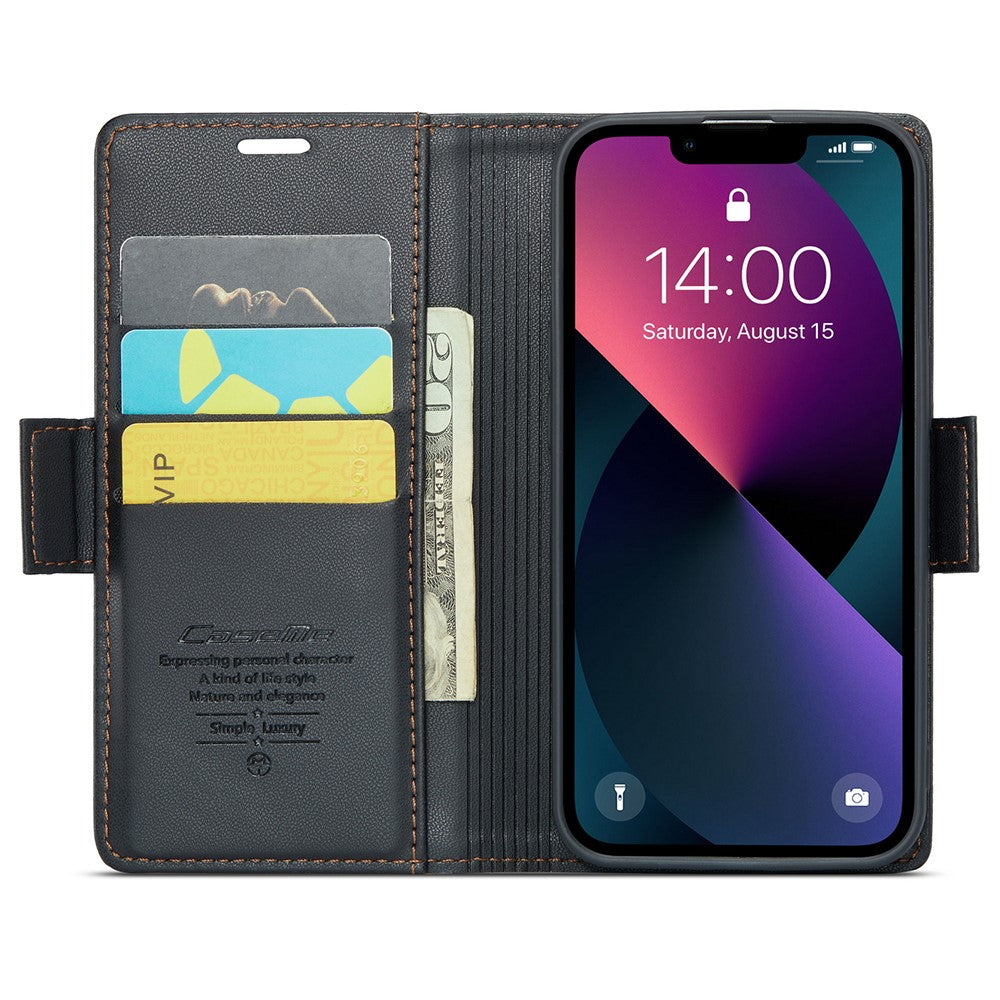 iPhone 15 Plus Glänzende Wallet-Hülle – RFID-Schutz & Ständer