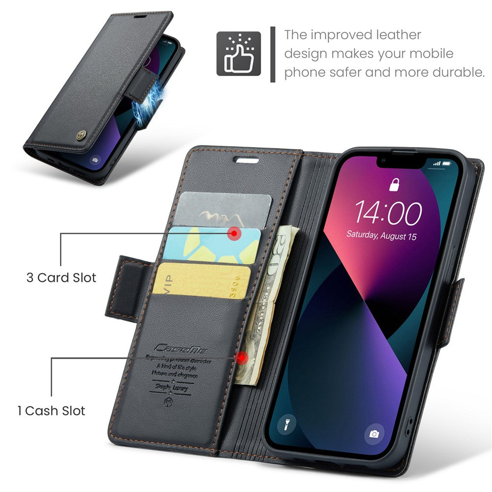 iPhone 15 Plus Glänzende Wallet-Hülle – RFID-Schutz & Ständer