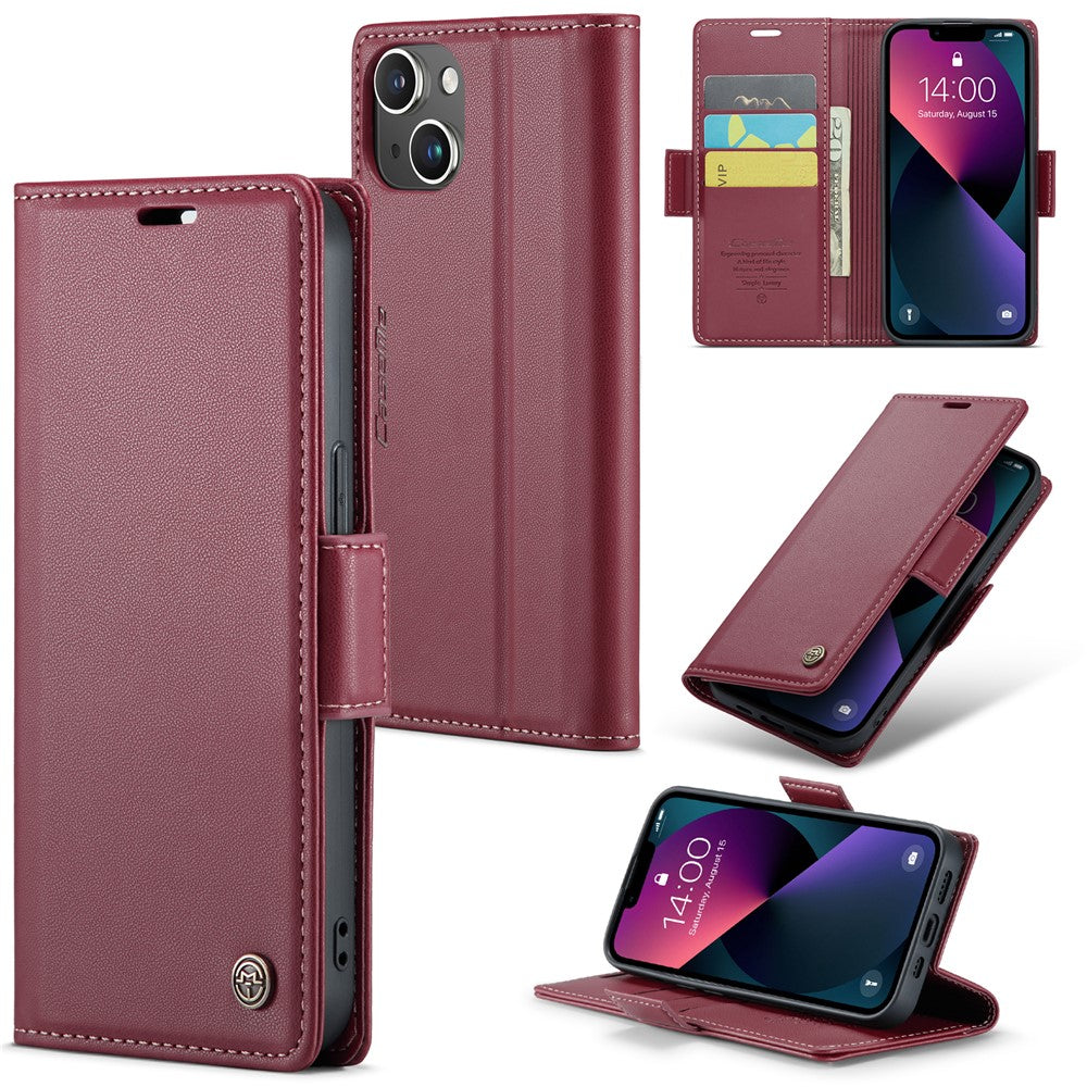 iPhone 15 Plus Glänzende Wallet-Hülle – RFID-Schutz & Ständer