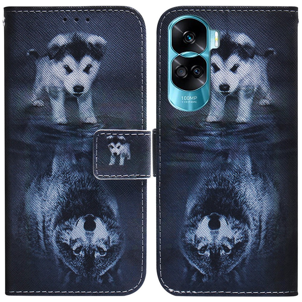 PU Leather Phone Case for Honor 90 Lite 5G / X50i 5G , Pattern Printing Stand Protective Wallet Cover
