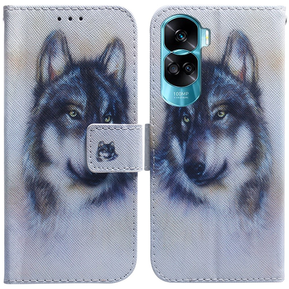 PU Leather Phone Case for Honor 90 Lite 5G / X50i 5G , Pattern Printing Stand Protective Wallet Cover