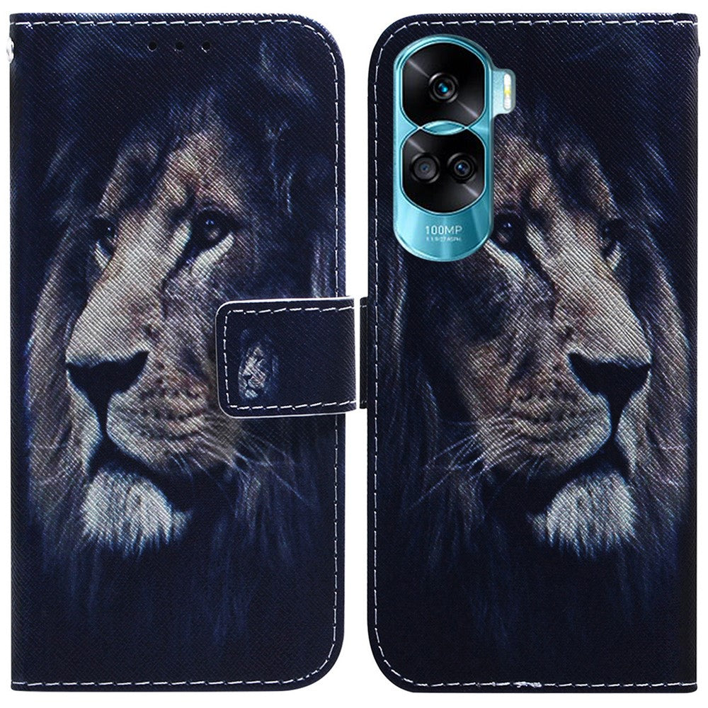 PU Leather Phone Case for Honor 90 Lite 5G / X50i 5G , Pattern Printing Stand Protective Wallet Cover