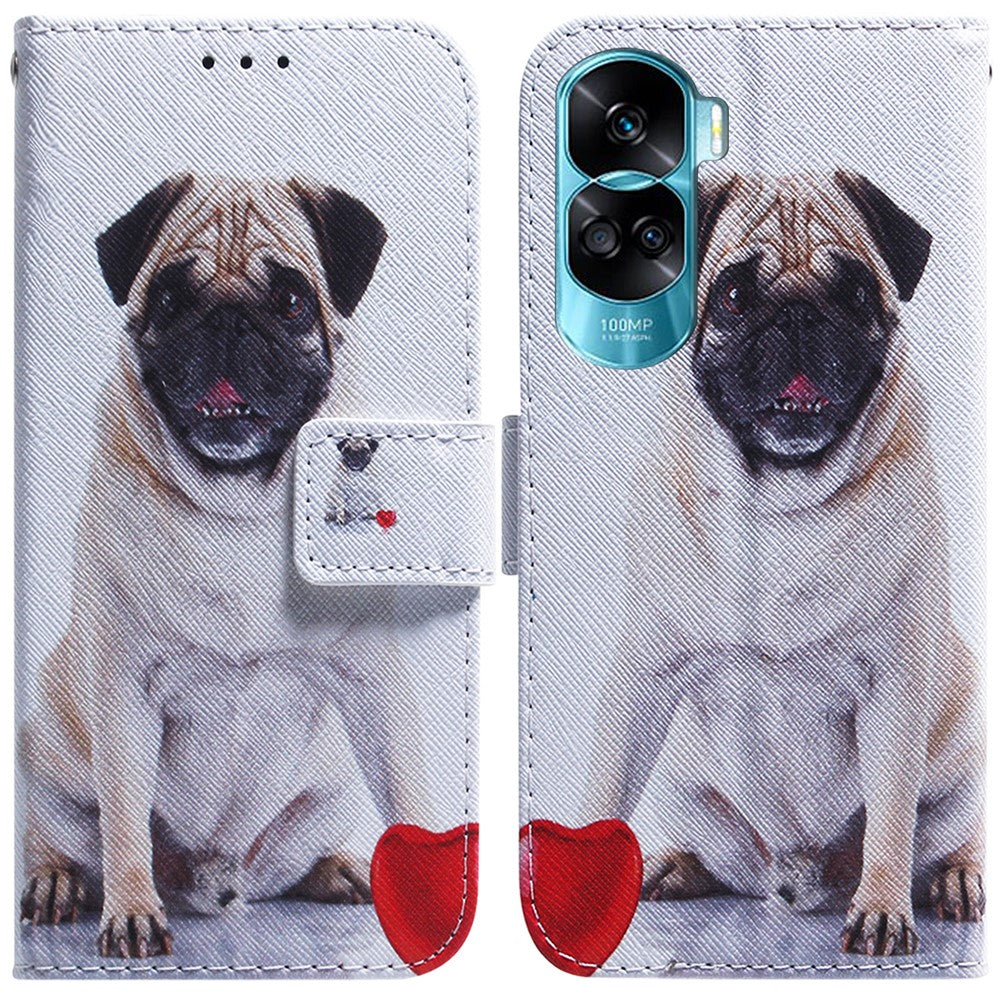 PU Leather Phone Case for Honor 90 Lite 5G / X50i 5G , Pattern Printing Stand Protective Wallet Cover
