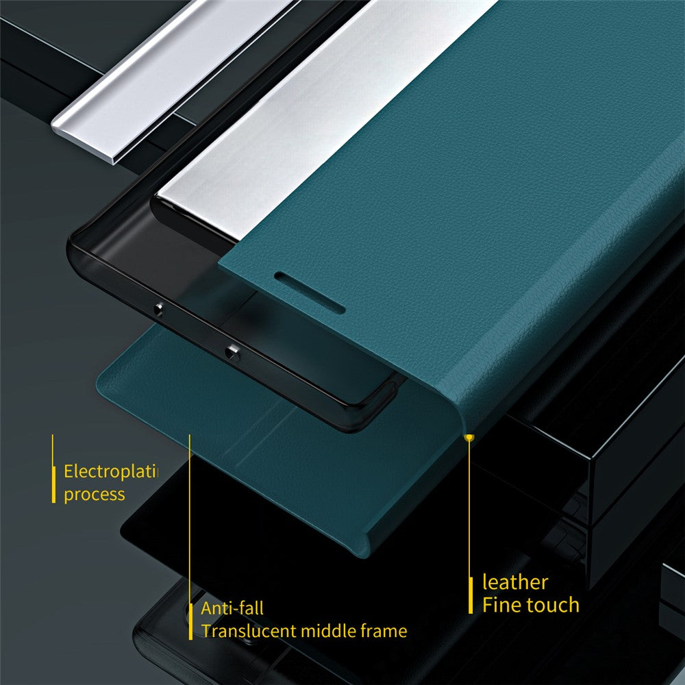 iPhone 15 Pro Klappbare Hülle – elegant, stoßfest, mit Ständer & galvanisierter Oberfläche