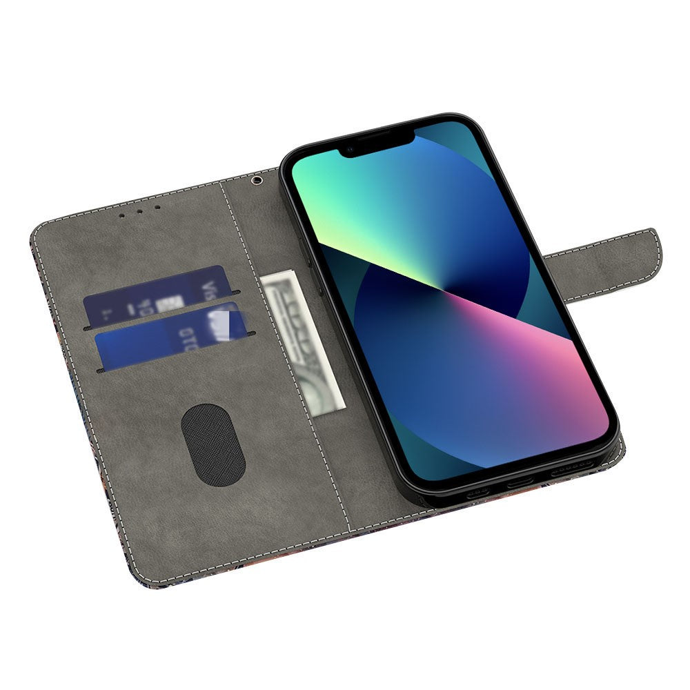 iPhone 15 Wallet-Hülle – Mit 3D-Muster, Kartenfächer & Ständer