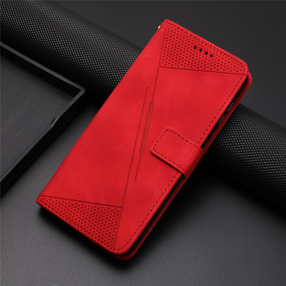 For Honor 90 Lite 5G / X50i 5G Leather Cell Phone Cover Triangle Imprinted Wallet Stand Case with Hand Strap