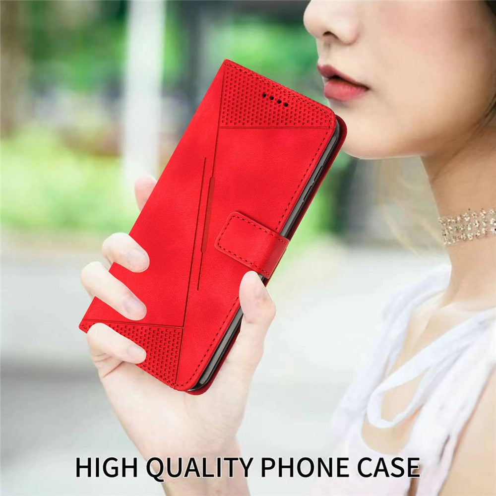 For Honor 90 Lite 5G / X50i 5G Leather Cell Phone Cover Triangle Imprinted Wallet Stand Case with Hand Strap