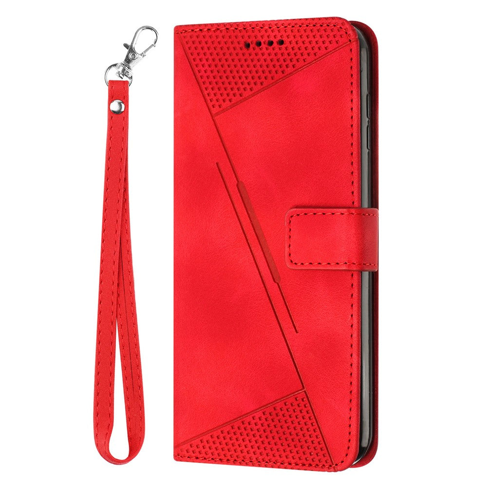Protective Shell for Honor 70 5G Triangle Imprint Leather Stand Wallet Mobile Phone Cover with Strap