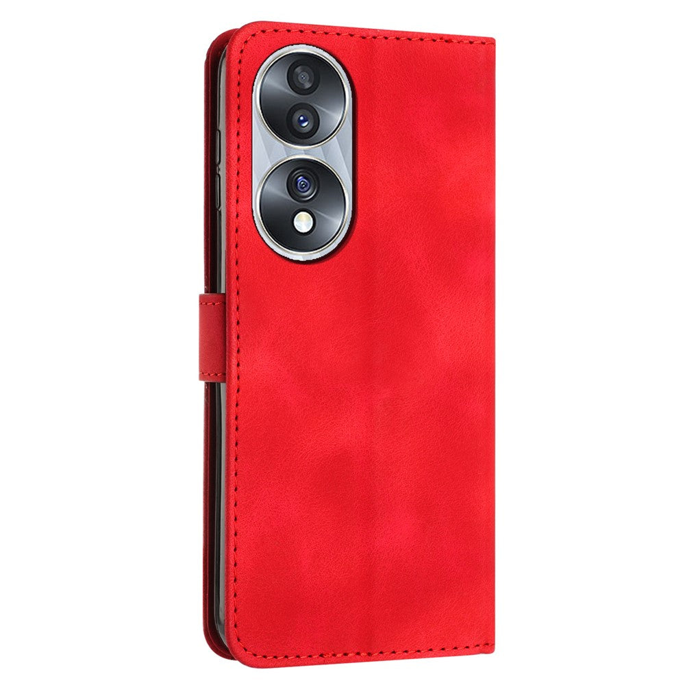 Protective Shell for Honor 70 5G Triangle Imprint Leather Stand Wallet Mobile Phone Cover with Strap