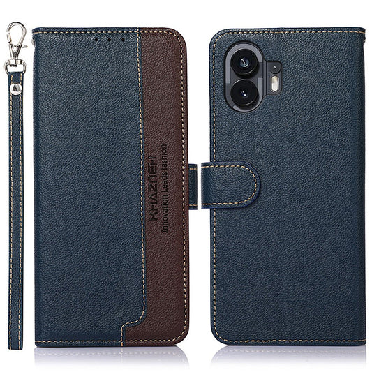 KHAZNEH For Nothing Phone (2) Anti-Scratch Phone Shell Litchi Texture Wallet Stand RFID Blocking PU Leather Case
