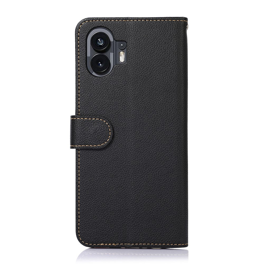 KHAZNEH For Nothing Phone (2) Anti-Scratch Phone Shell Litchi Texture Wallet Stand RFID Blocking PU Leather Case