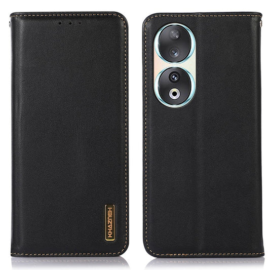Honor 90 Wallet-Handyhülle – mit Standfunktion, mit RFID-Schutz, aus echtem Rindsleder