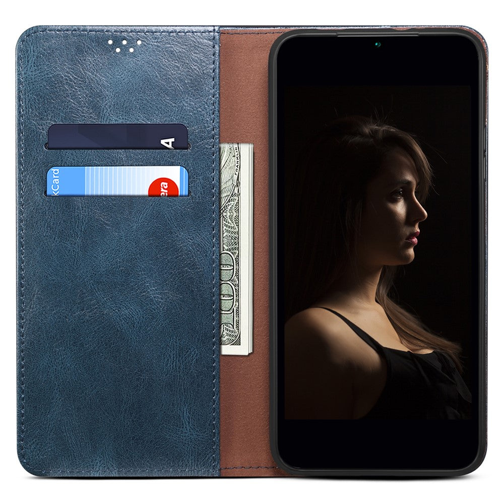 PU Leather Case for Nothing Phone (2) , Anti-Scratch Waxy Crazy Horse Texture Wallet Stand Phone Cover