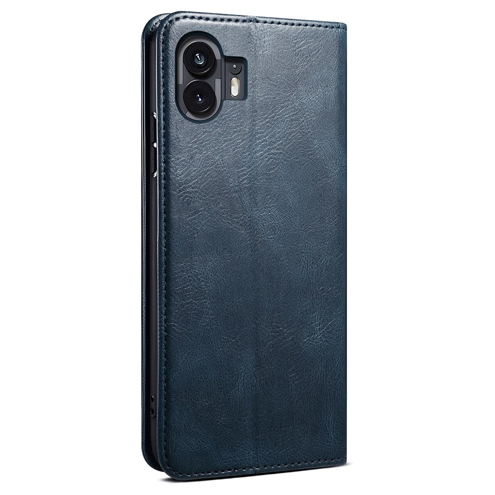 PU Leather Case for Nothing Phone (2) , Anti-Scratch Waxy Crazy Horse Texture Wallet Stand Phone Cover