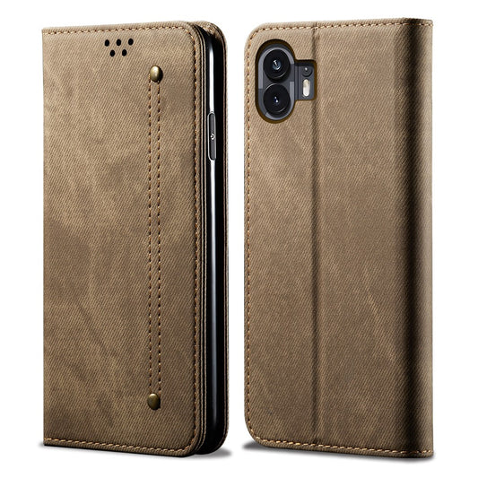 Nothing Phone (2) Handyhülle – Mit Jeansstoff-Textur, PU-Leder, Standfunktion, magnetischer Automatikverschluss, Rundumschutz, mit Brieftasche