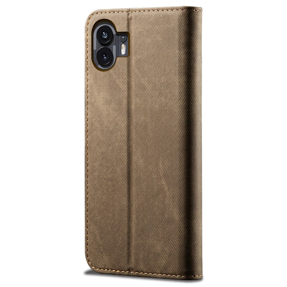Nothing Phone (2) Handyhülle – Mit Jeansstoff-Textur, PU-Leder, Standfunktion, magnetischer Automatikverschluss, Rundumschutz, mit Brieftasche
