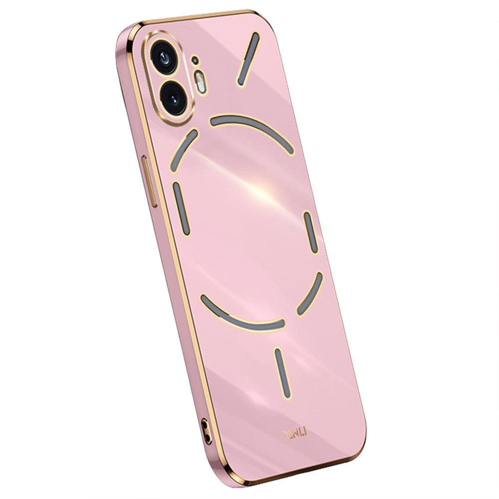 XINLI For Nothing Phone (2) Electroplated Gold Edge Anti-scratch Phone Case TPU Protection Cover