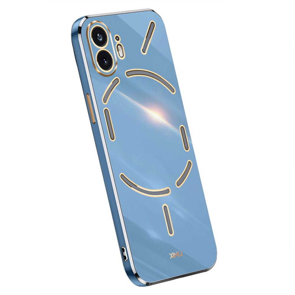 XINLI For Nothing Phone (2) Electroplated Gold Edge Anti-scratch Phone Case TPU Protection Cover